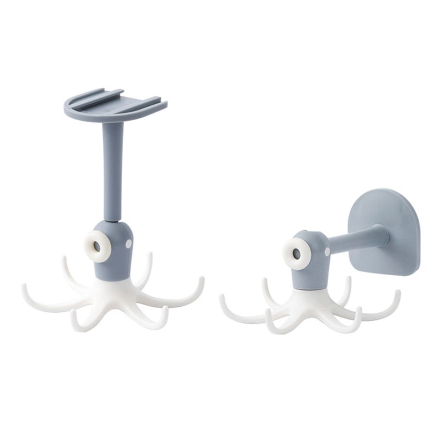 Octopus Shape Wall Hook 360 Degrees Rotated HIPS Saving Space Rotatable Storage Hook for Dorm