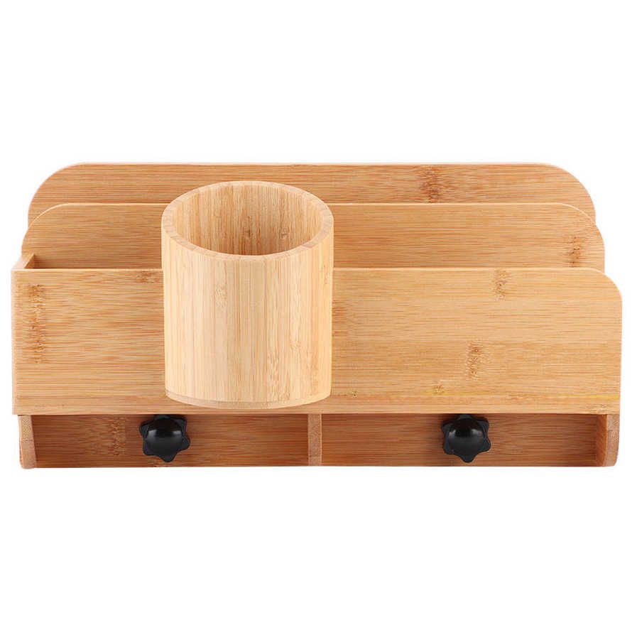 Bamboo Desk Storage Box Multi-Function Stationary School Student Office Organizers(null)