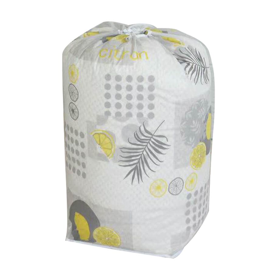 Folding Lemon Triangle Print Drawstring Clothing Blanket Storage Bag Quilt Pouch