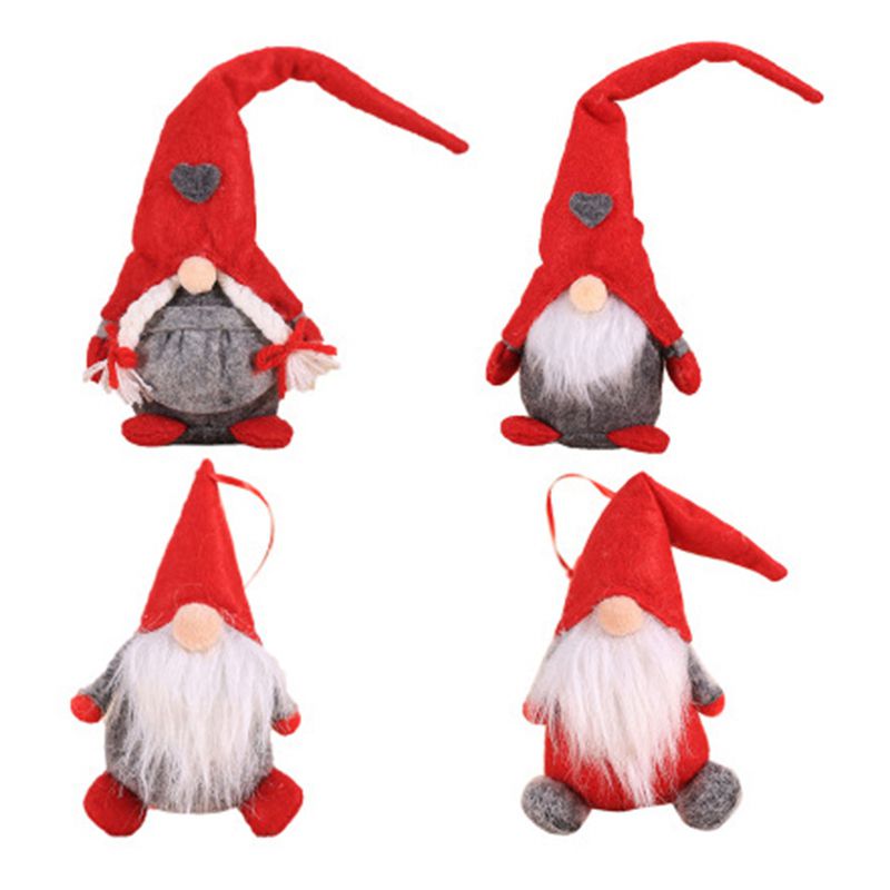 4-Piece Set of Christmas Decorations Nordic Elderly Forest People Faceless Doll Hanging Pieces Window Decorations