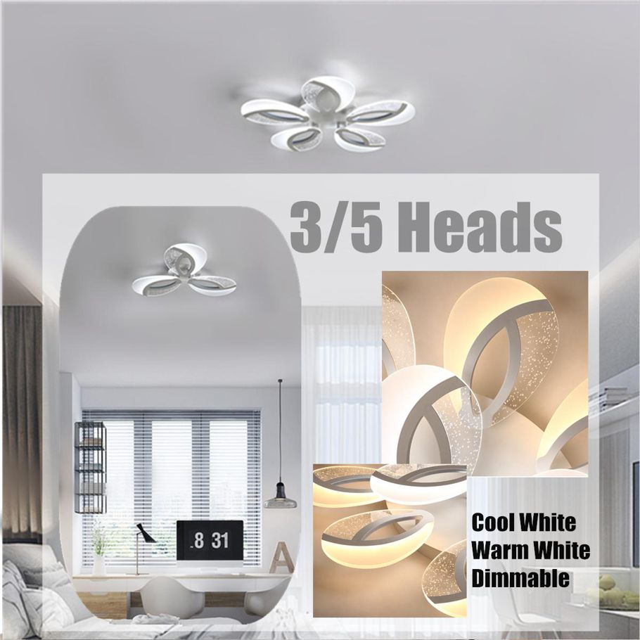 Dimmable Acrylic Modern LED Ceiling Light Lamp Pendant Hallway Bedroom Fixture #3 Heads