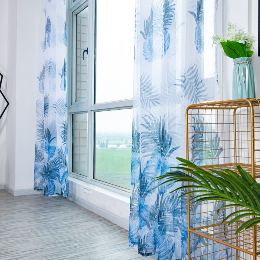 Yfashion Anti-mosquito Drapes Banana Leaf Printing ulle Curtain for Living Room Bedroom Window Decoration 100*200cm