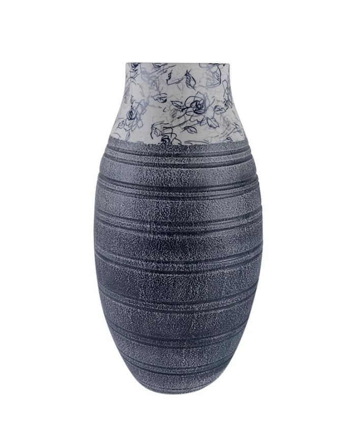Ceramic Vase - Grey and Navy Blue