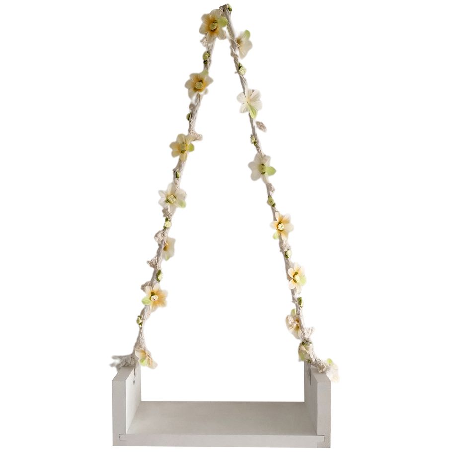 Wooden Swing Sturdy Construction Newborn Photography Accessories Flower Rope Wooden Swing
