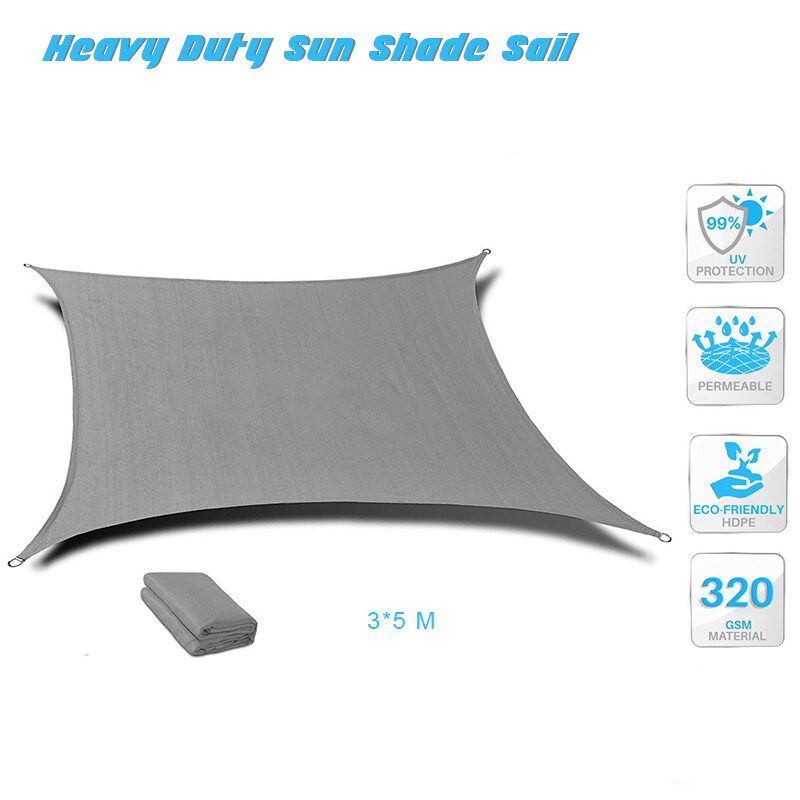 Extra Heavy Duty Sun Shade Sail 320gsm Square Rectangle Triangle Grey 3.6*3.6M