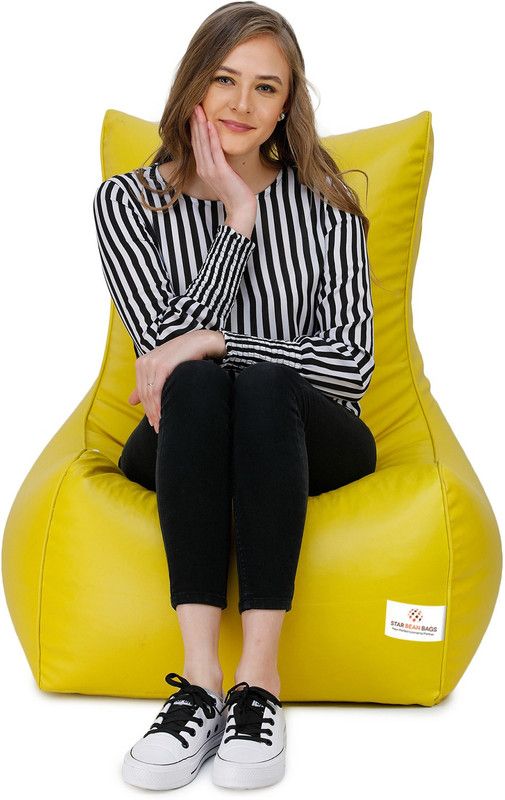 STAR XXXL Star Chair Style Teardrop Bean Bag With Bean Filling  (Yellow)
