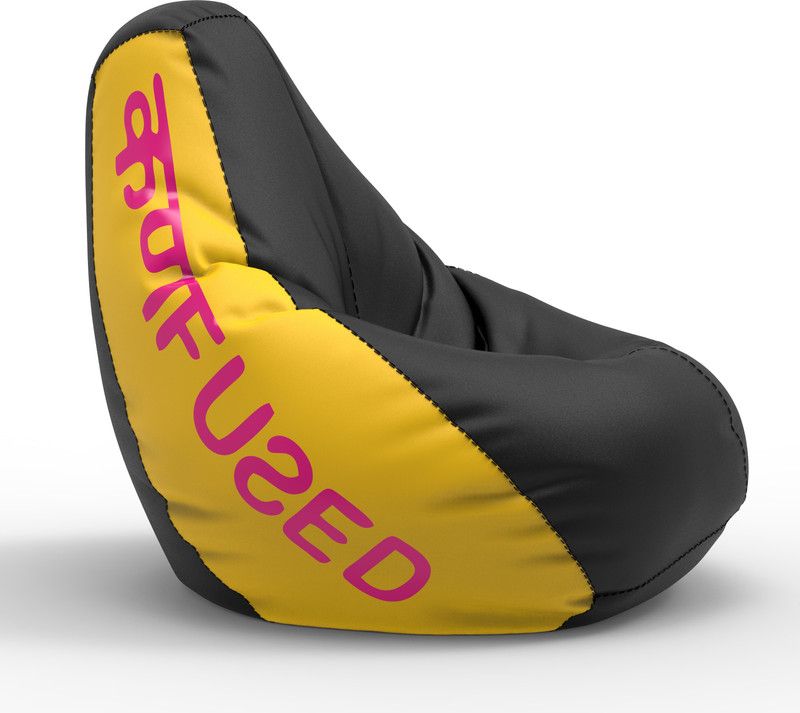 ComfyBean XL Kaafi Lazy Teardrop Bean Bag With Bean Filling  (Black, Yellow)
