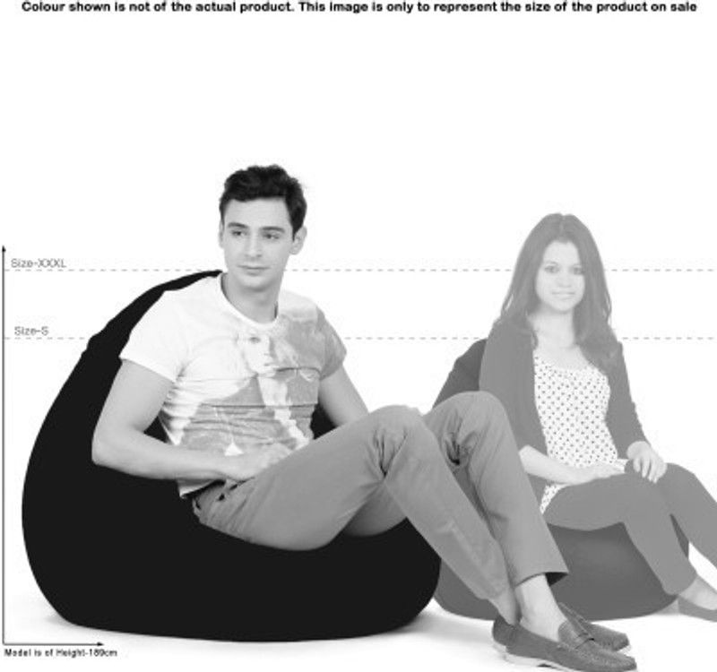 ORKA XXL Classic Teardrop Bean Bag With Bean Filling  (Tan, Black)