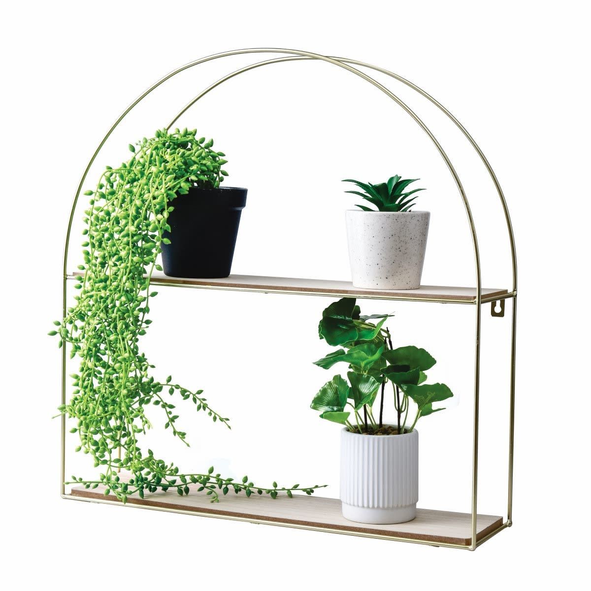 Brushed Gold Arch 2 Tier Wall Shelf