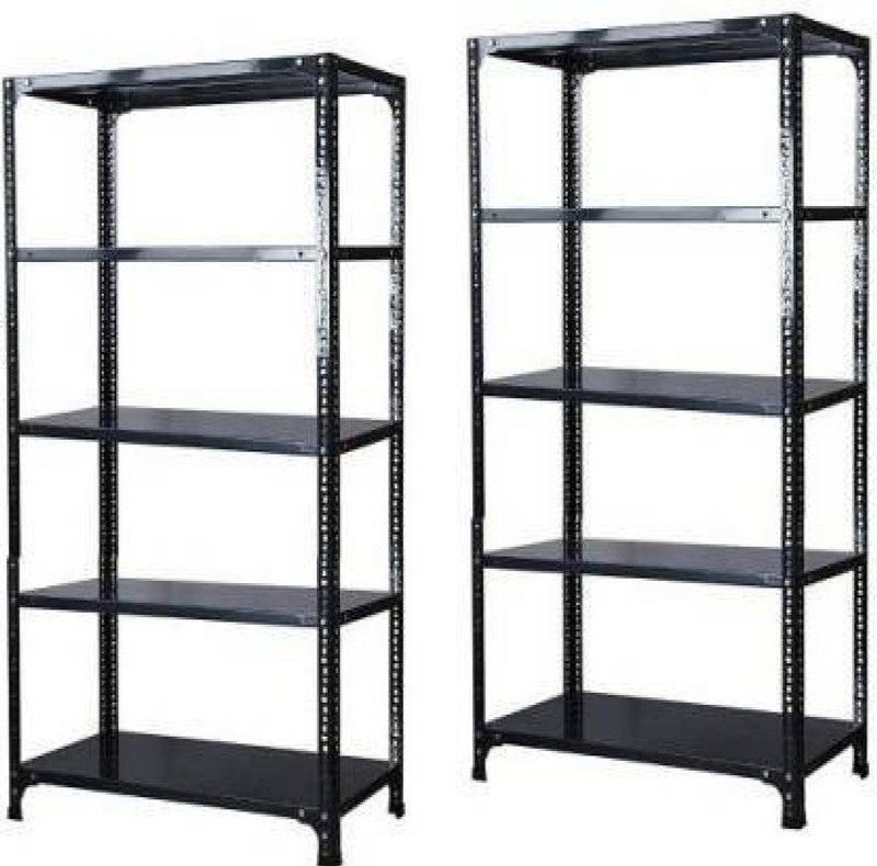Spacious 5 Shelf Multipurpose Slotted Angle Rack , 153348 (Grey) Luggage Rack Pack of 2 Luggage Rack