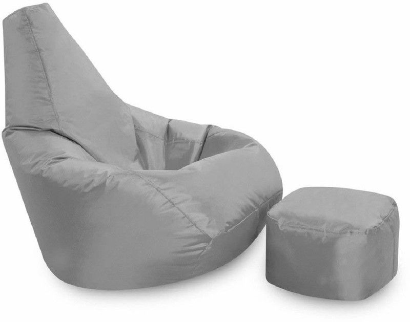 InkCraft XXXL Tear Drop Bean Bag Cover (Without Beans)  (Grey)
