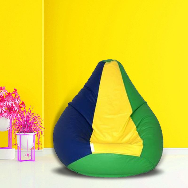 SHIRA 24 XL (Filled ) Teardrop Bean Bag With Bean Filling  (Green, Blue, Yellow)