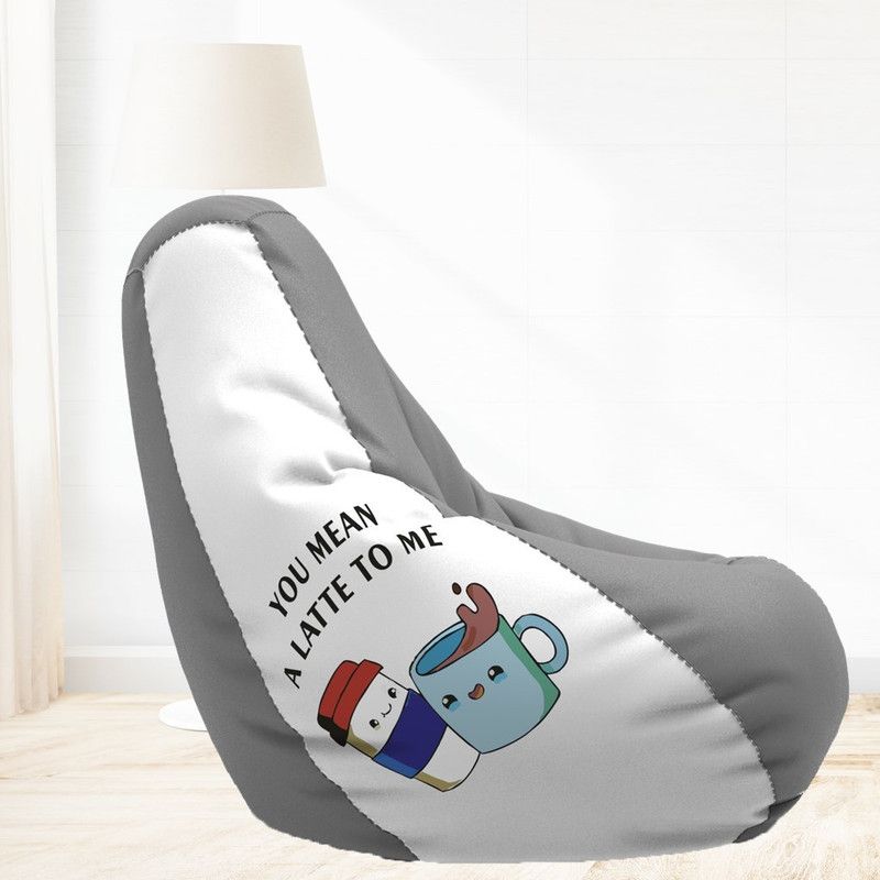 Lazzy XL Teardrop Bean Bag With Bean Filling  (White, Grey)