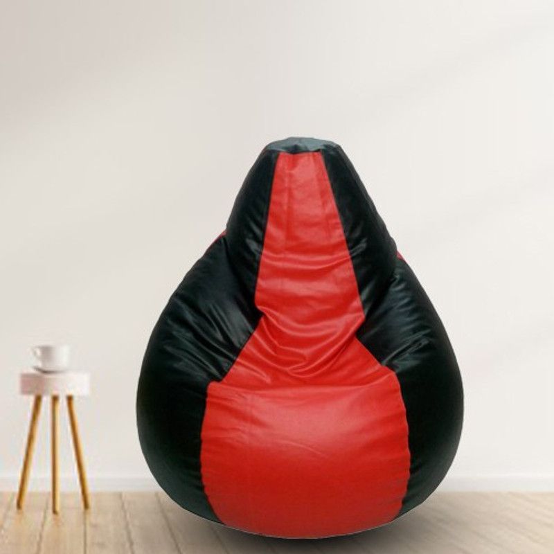Gunj Large Teardrop Bean Bag With Bean Filling  (Red, Black)