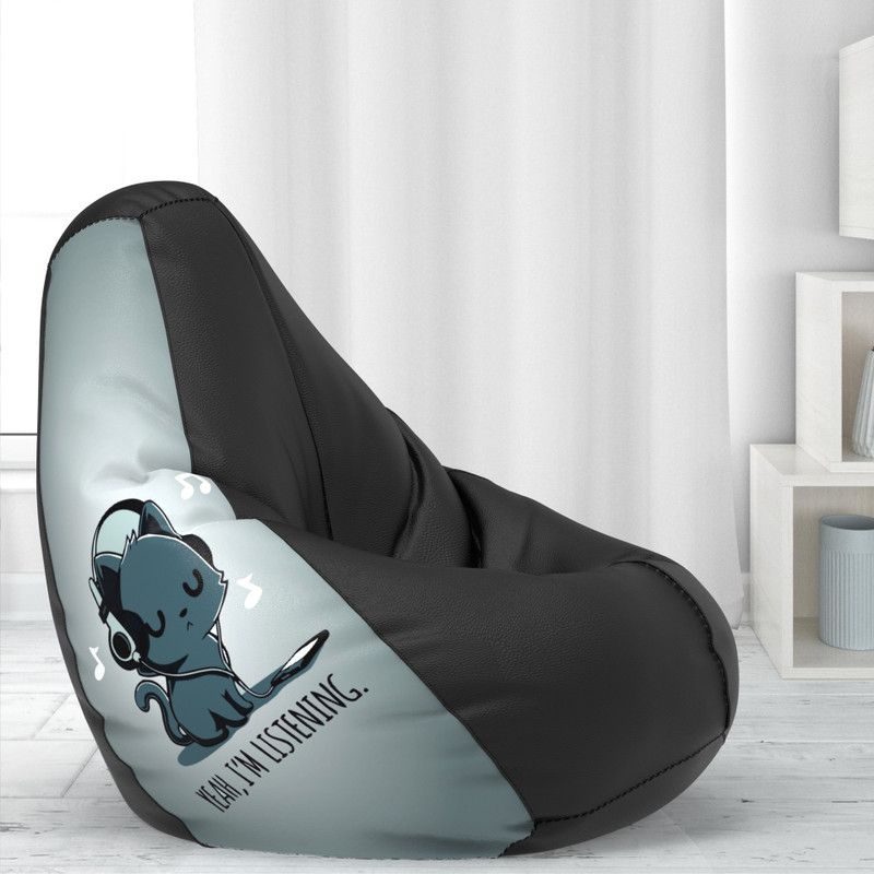 FurniGully XL Teardrop Bean Bag With Bean Filling  (Black, Grey)