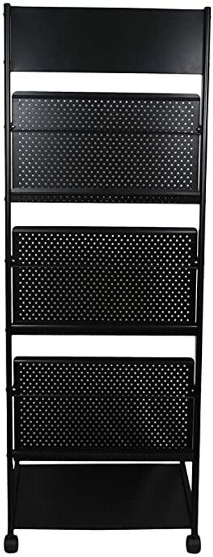 DEVICE Systems Prime Quality CRCA Steel Display Stand (5 Shelf, 18 Inch, Black Floor Standing Magazine Holder  (Black, Iron, DIY(Do-It-Yourself))