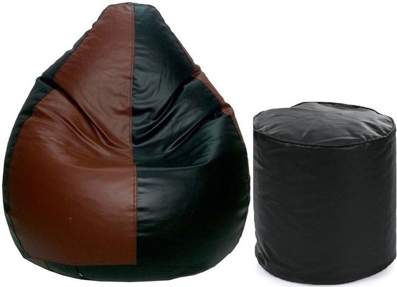 MADAAR HOMEZ XL Tear Drop Bean Bag Cover (Without Beans)  (Brown, Black)