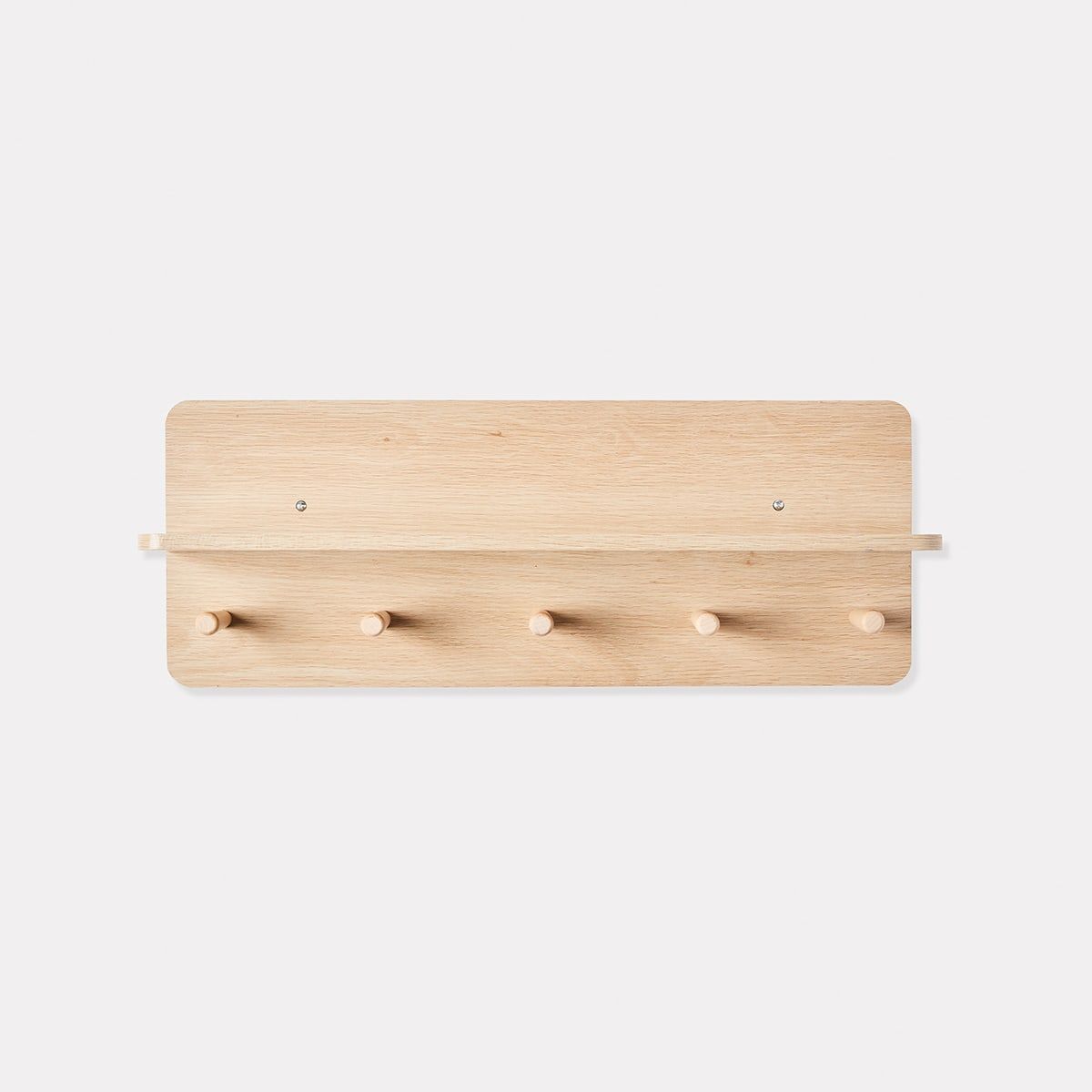 Oak Look Shelf with Hooks