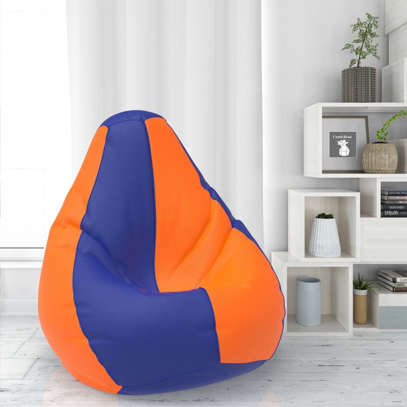 Flipkart Perfect Homes Studio XXL Diagio Bean Bag Teardrop Bean Bag With Bean Filling  (Blue, Orange)
