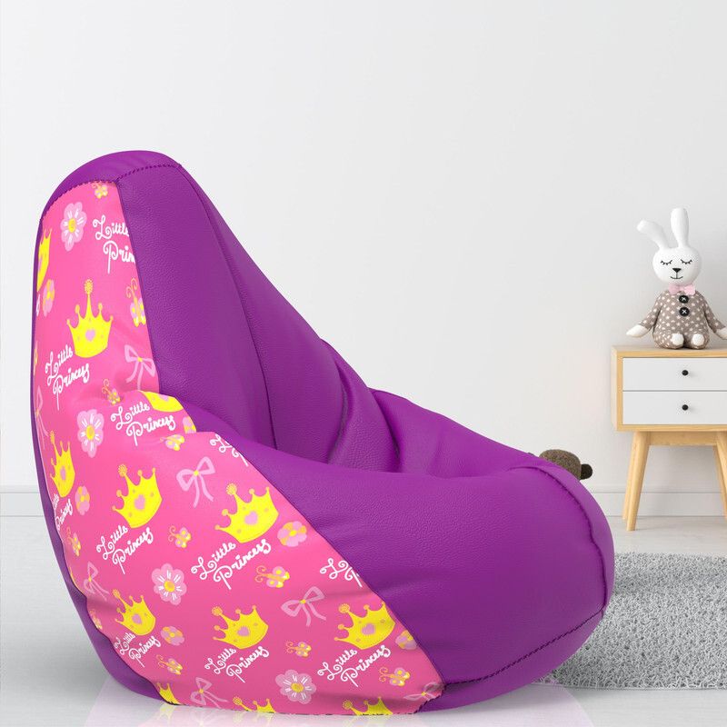 FurniGully XXL Designer - My Little Princess - H - Purple Pink Teardrop Bean Bag With Bean Filling  (Purple, Pink)