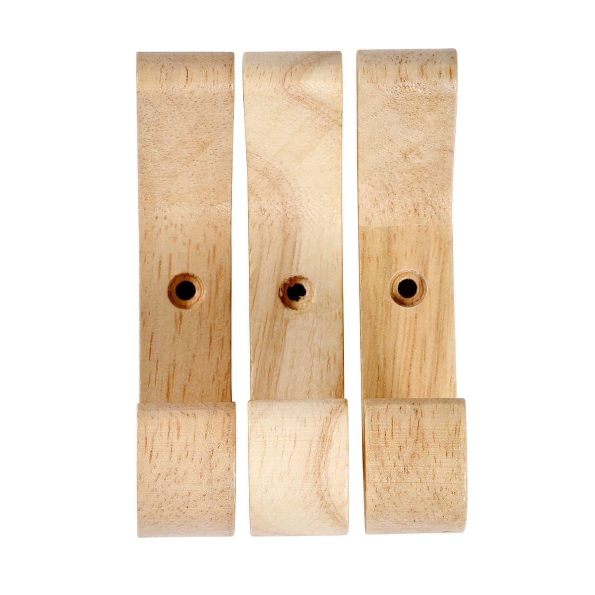 3 Pack Wooden J Hooks