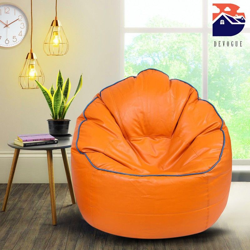 Devogue XXL Chair Bean Bag Cover (Without Beans)  (Orange)