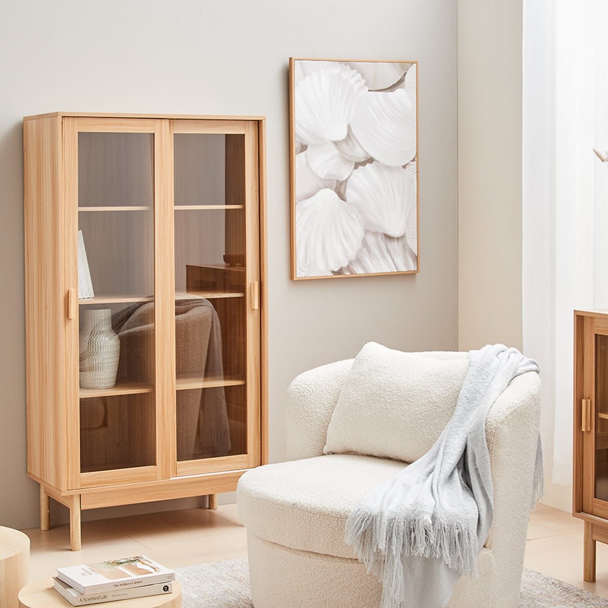 4 Tier Display Cabinet Oak Look