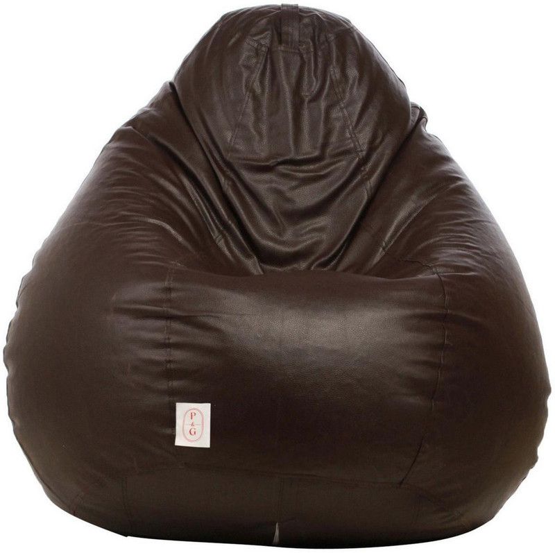 P&G Leatherette XXXL Teardrop Kid Bean Bag  (Foam Filling, Color - BROWN, Pre-assembled)