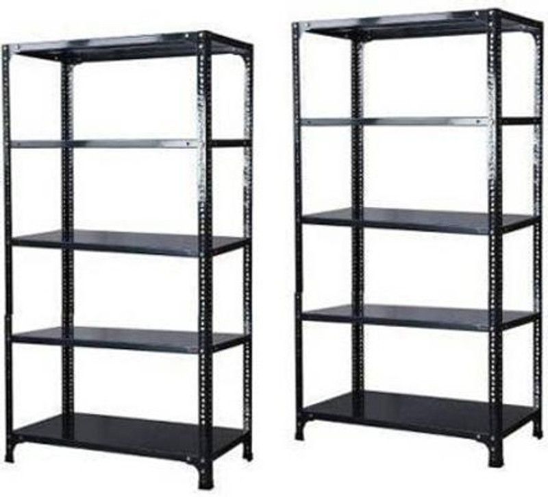 Spacious 5 Shelf Multipurpose Slotted Angle Rack , 153377 (Grey) Luggage Rack Pack of 2 Luggage Rack