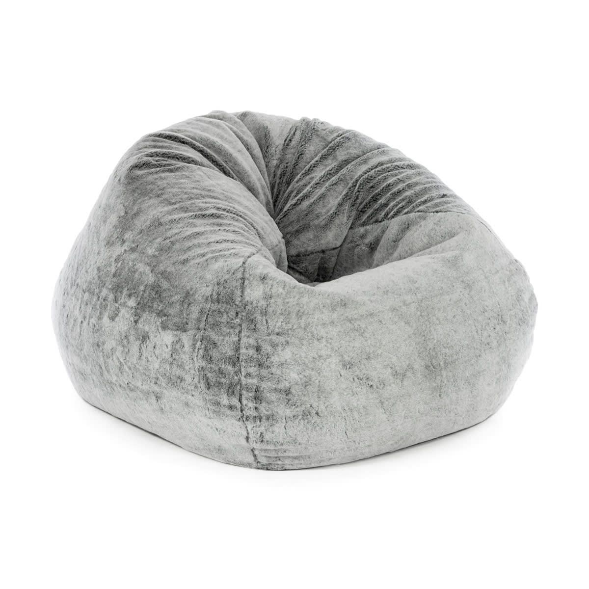 Grey Faux Fur Bean Bag