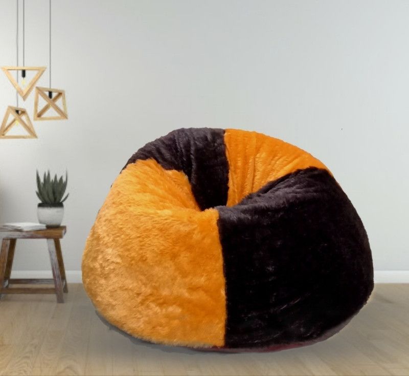 Deeku Art XXXL Tear Drop Bean Bag Cover (Without Beans)  (Brown, Yellow)