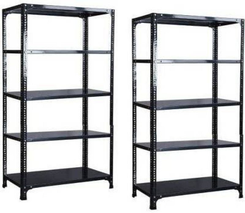 Spacious 5 Shelf Multipurpose Slotted Angle Rack , 123371 (Grey) Luggage Rack Pack of 2 Luggage Rack Luggage Rack