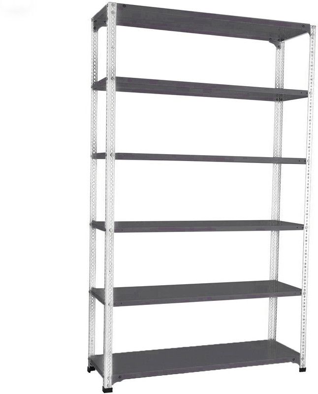 Spacious CRC Sheet 6 Shelf Multipurpose Slotted Angle Rack , 153679 (White) Luggage Rack Luggage Rack Luggage Rack
