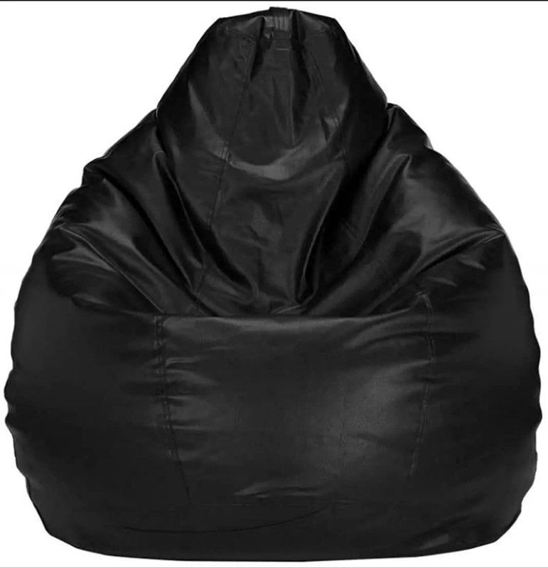 saanvi XXXL Tear Drop Bean Bag Cover (Without Beans)  (Black)