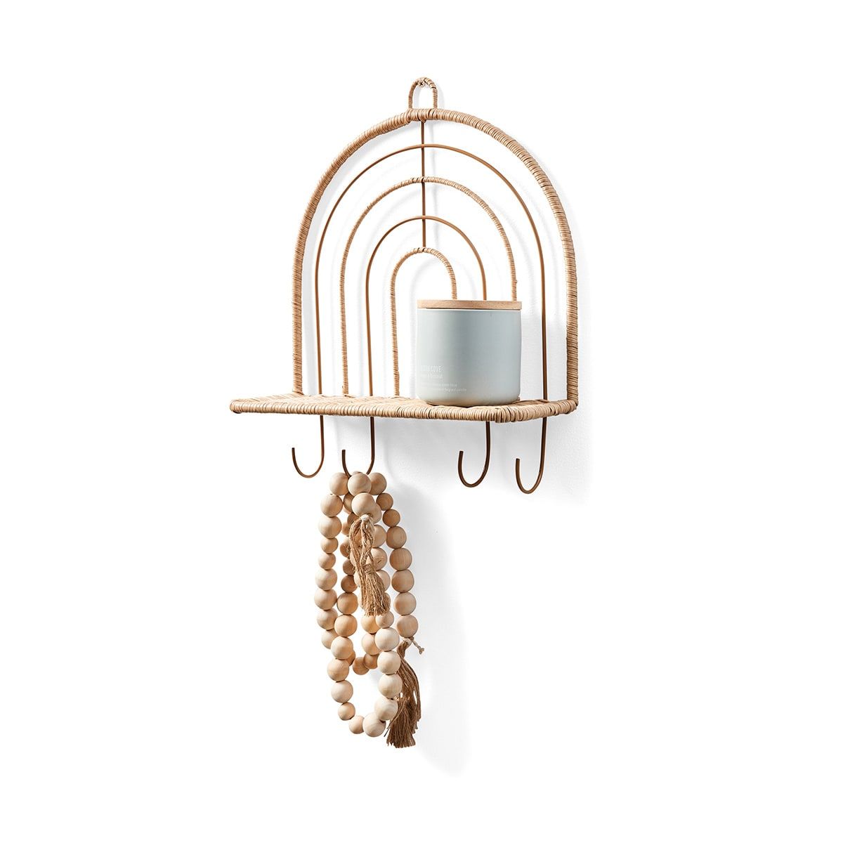 Woven Shelf with Hooks