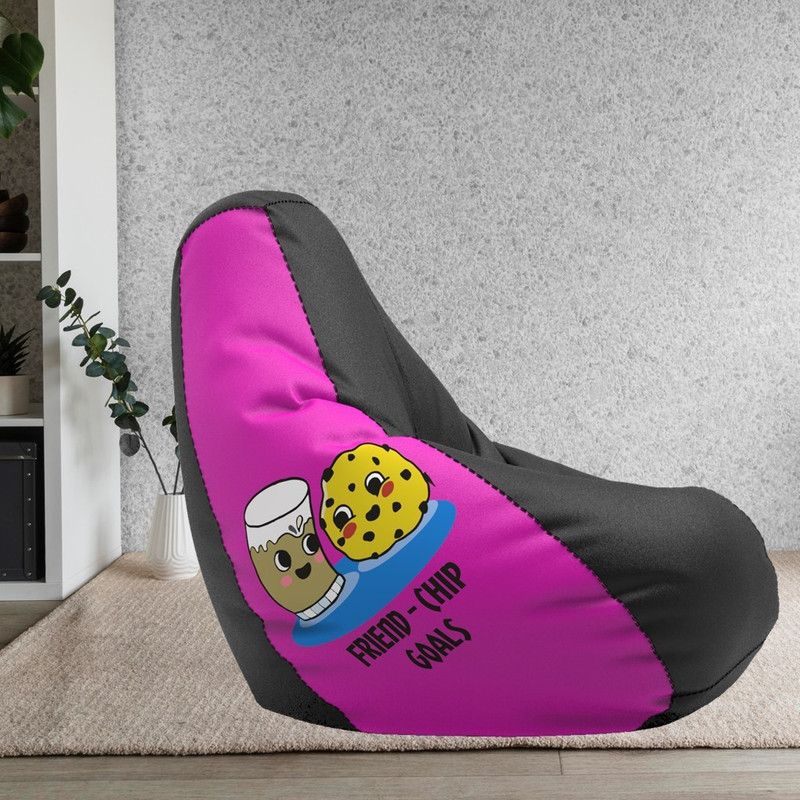 Lazzy XL Teardrop Bean Bag With Bean Filling  (Pink, Black)