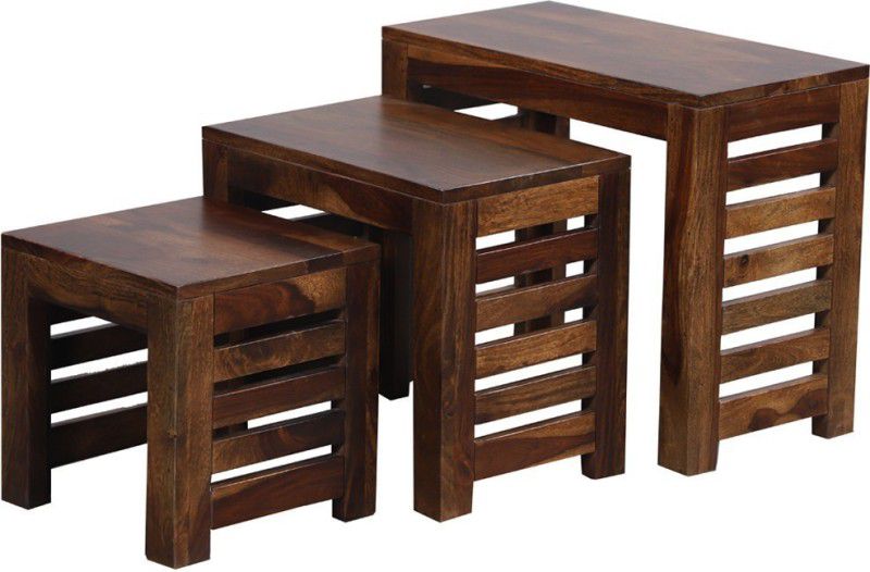 Vintej Home Sheesham Wood Solid Wood Nesting Table  (Finish Color - Walnut, Set of - 3, Pre-assembled)