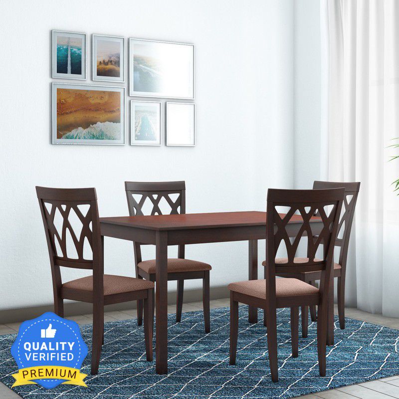 @Home by nilkamal PEAK Solid Wood 4 Seater Dining Set  (Finish Color -Cappuccino, Knock Down)