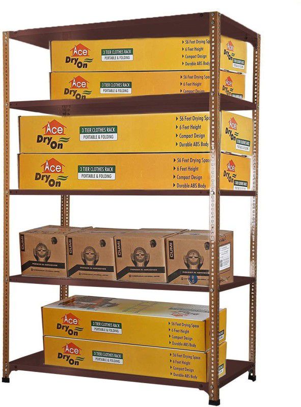 Spacious Slotted Angle Rack CRC Sheet 5 Shelves Multipurpose High Grade Powder Coating Storage Rack Dimension 15"x36"x59" (Chocolate Brown) Luggage Rack