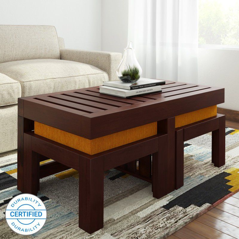 THE ATTIC Sheesham Wood Solid Wood Coffee Table  (Finish Color - Mahogany, Pre-assembled)