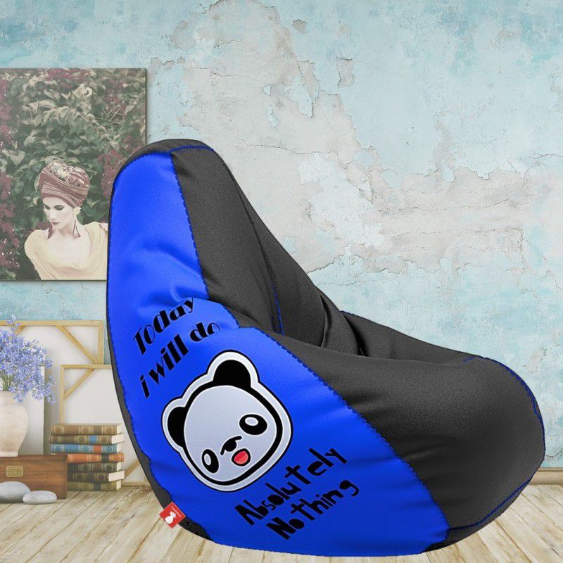Beannie XL Absolutely Nothing - Black Blue Teardrop Bean Bag With Bean Filling  (Blue, Black)