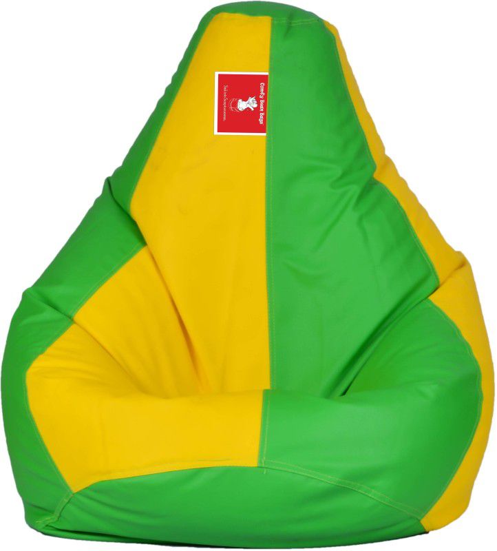 Beannie XL Parrot-Green Yellow Teardrop Bean Bag With Bean Filling  (Green, Yellow)
