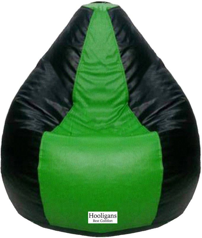 HOOLIGANS XXXL Tear Drop Bean Bag Cover (Without Beans)  (Green, Black)