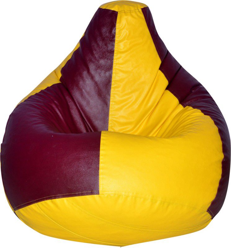 RAGSTONE XL Tear Drop Bean Bag Cover (Without Beans)  (Maroon, Yellow)