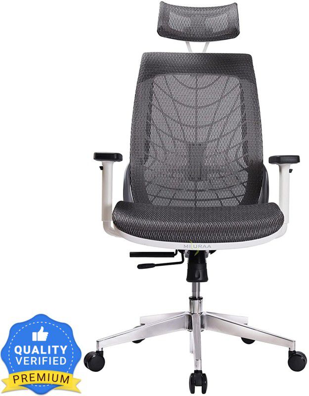 MISURAA Imported Webby High Back Ergonomic, Office & Home Chair Fabric Office Executive Chair  (White, DIY(Do-It-Yourself))