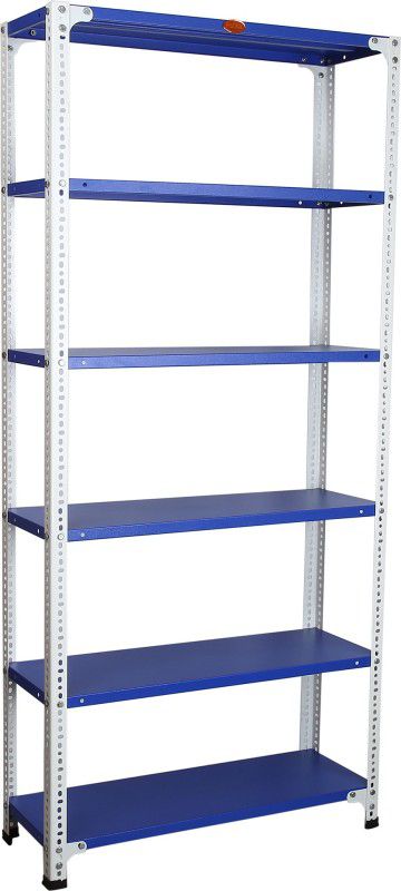 Mil-Nil Prime CRC Sheet 6 Shelf Multiuse Slotted Angle Rack , 78 x 36 x 12 Inch, 20 Gauge (Blue-White) MilNil836120B Luggage Rack