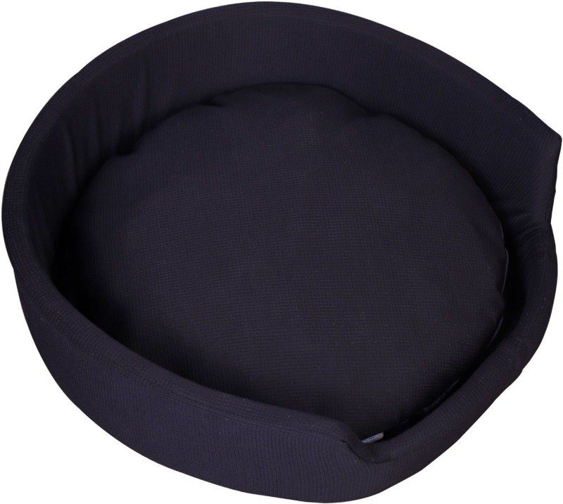 PetSutra Dark Choco Bucket Cat Bed Washable Sheet 100% Polyester Filling M Pet Bed  (Black)