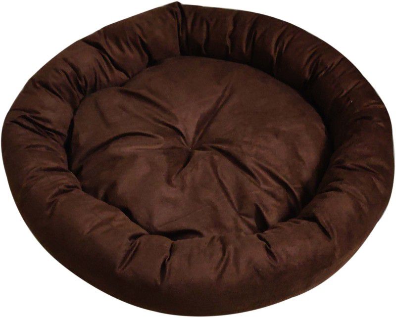 Hiputee Ultra Soft Reversible Velvet Round Brown Dog/Cat Large L Pet Bed  (Brown)