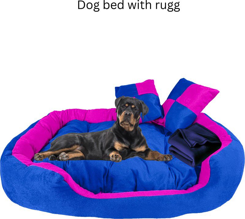 drilly 1st class quality superb soft fluffybed with rugg for dogs and cats L Pet Bed  (red)