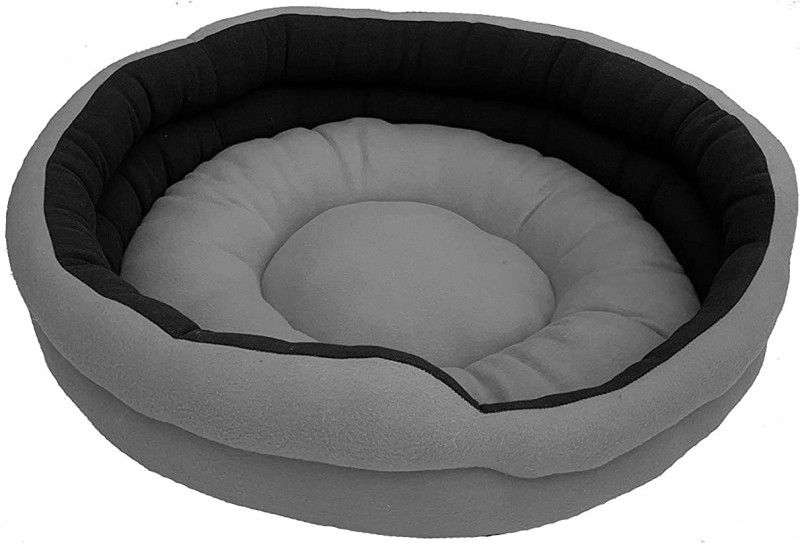 RK PRODUCTS Gry with Black 2 Haddi Round M Pet Bed  (Grey)
